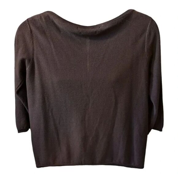 Tommy Hilfiger Women's Medium 3/4 Sleeve Hook & Eye Front Solid Black Sweater - Picture 4 of 7